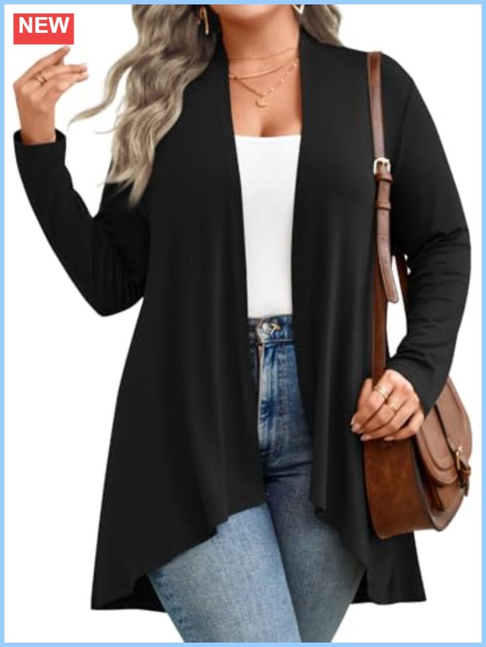 Plus Size Long Cardigan Lightweight Open Front Knit Kimono